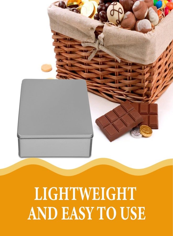 Sosoport Square Tinplate Candy Box 7.87X7.87X2.16 Inch Reusable Metal Storage Container for Cookies Small Crafts Party Favor Packaging - Image 3