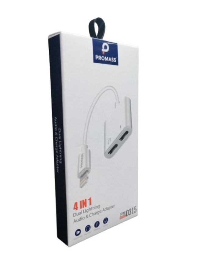 PROMASS 4-In-1 Multifunctional Charging Cable And Headphone For IPhone, White Color  - Image 3
