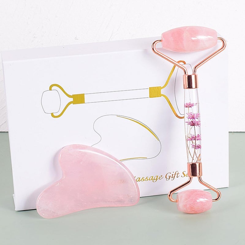 ECVV Gua Sha & Jade Roller Set: Reduce Puffiness & Redness, Boost Skin Care Routine, Ideal Self-Care Gift for Men & Women, Premium Facial Tools - Image 1
