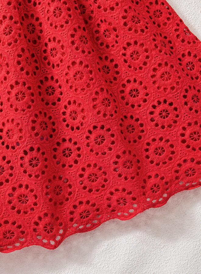 Take Two Girls Black and Red Lace Short Sleeve Dress - Image 4
