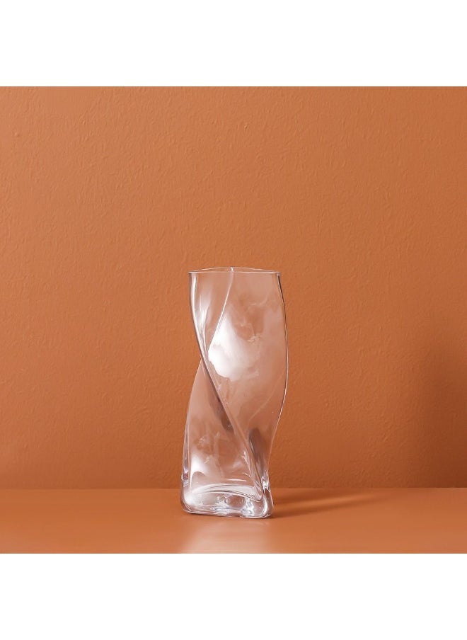 DANUBE HOME Danube Home Vetro Spiral Clear Glass Vase - 13.5X28Cm Multi Color Home Decor Collection For Flowers Unique Twisting Design Durable High-Quality Glass Vase Decorative Home Accessories  - Image 1