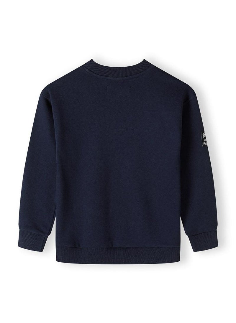 MINOTI Boys fleece crew neck sweatshirt with print navy - Image 2