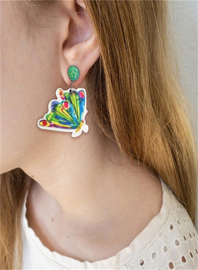 RLHRNDE زوجان من الأقراط اللطيفة للمعلمات للنساء، أقراط متدلية فريدة على شكل يرقة، أقراط مصنوعة يدويًا من الخشب على شكل كتاب وأقلام تلوين وفأر، هدايا يوم تقدير المعلمين (أ) - Image 2