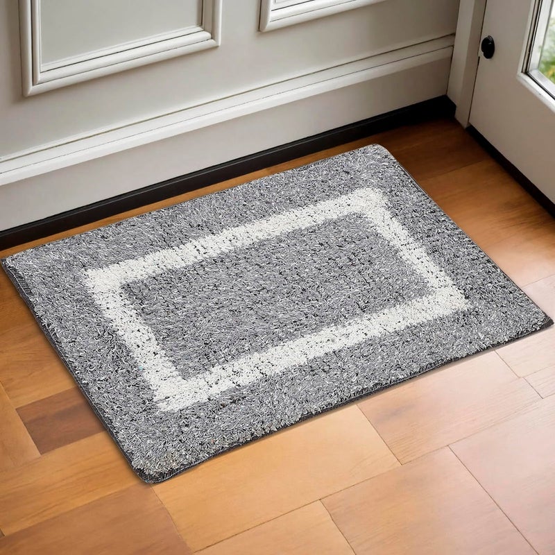 Status Contract ​Status Microfiber Bath Door Mat Anti Slip Backing for Bathrom/Door/Office Entrance Water Absorvent (38x 58cm, Grey) -Pack of 1 - Image 1