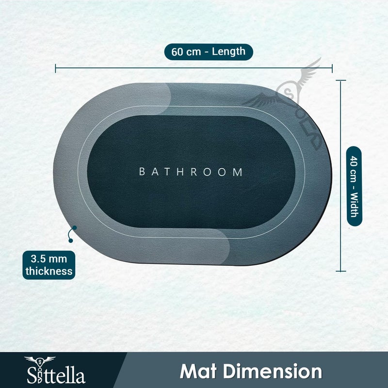 SITTELLA® Soft Silicone 3.5 mm Bathroom Mat, Water Soaking Kieselgite Door Mat, Non-Slip Bath Mat, Quick Drying, Absorbent Mat for Home and Kitchen (40 x 60 cm), Green, Pack of 2 - Image 2