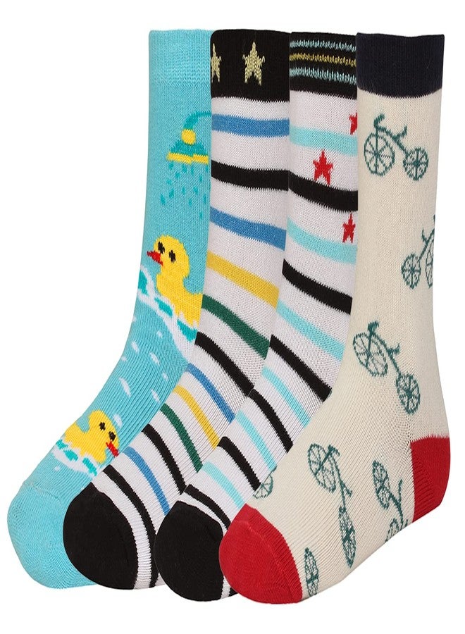 CREATURE Girls And Boys Printed Multicolored Cotton Socks CRE-KIDS-P4-101 (6-7 YEARS) - Image 1