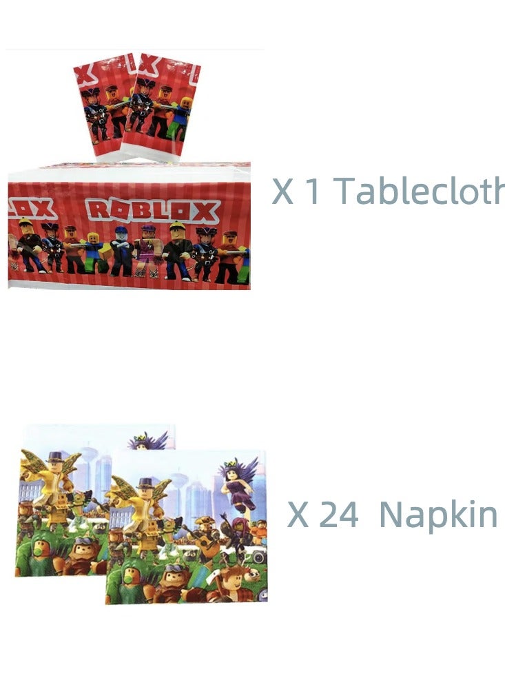 Party Supplies Decorations For Sandbox Game Theme Roblox with Tableware for 10 People, Cupcake Toppers,Happy Birthday Banner,Balloons  - Image 5