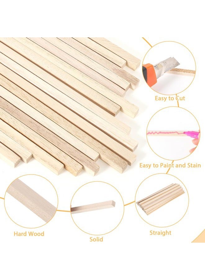 WSICSE 70Pcs 1/4" x 12" Balsa Wood Sticks, Square Wood Dowel Rods Unfinished Balsa Wood Strips Hardwood Wood Sticks for Crafts DIY Projects Models Making - Image 3