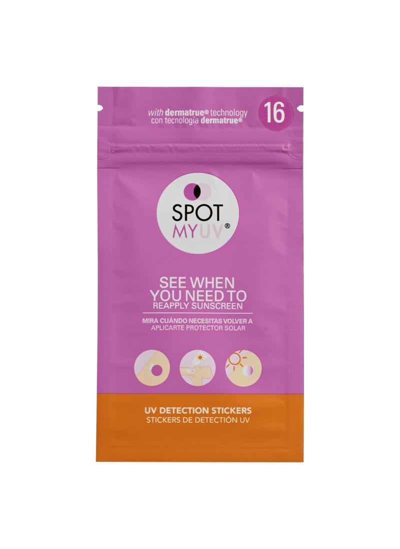 SPOTMYUV SPOTMYUV UV Detection Stickers for Sunscreen with Patented DERMATRUE SPF Sensing Technology | KNOW WHEN TO REAPPLY SUNSCREEN TO HELP PREVENT SUNBURN - 16 Count 