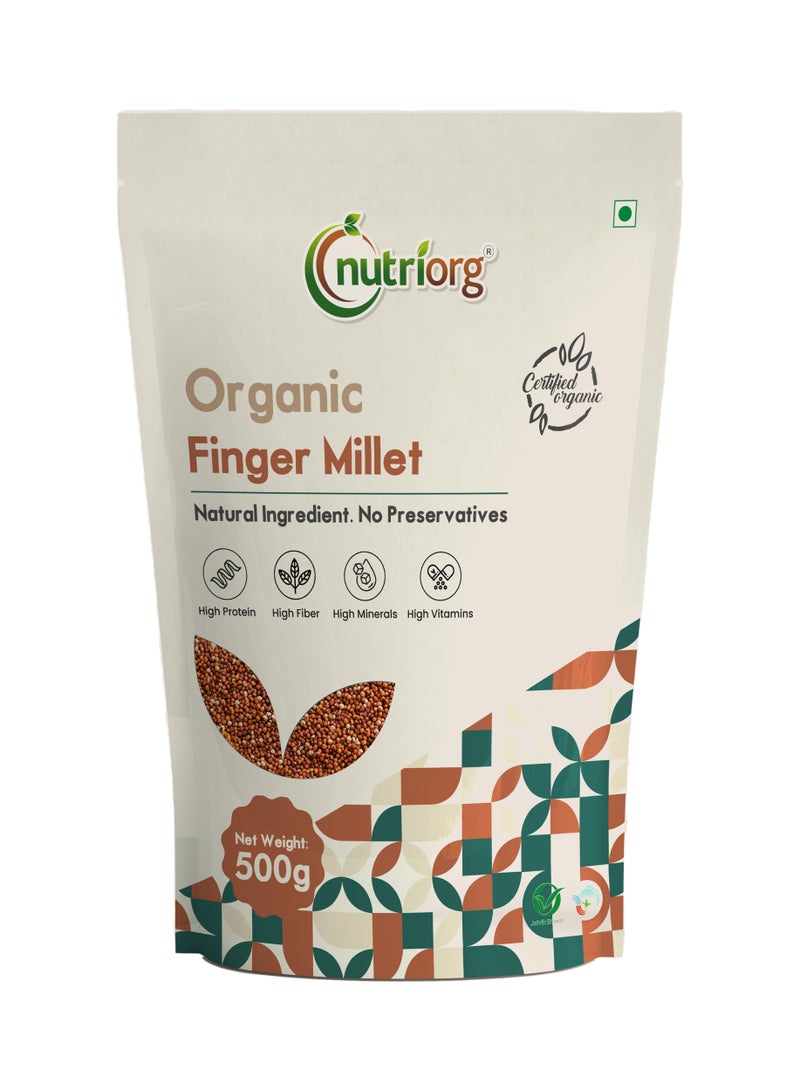 Nutriorg Organic Finger Millet (Ragi) 500g | Whole Grain | Naturally Gluten Free Finger Millet | Ragi Satva/Kodra/Taidalu/Kezhvaragu - Image 1