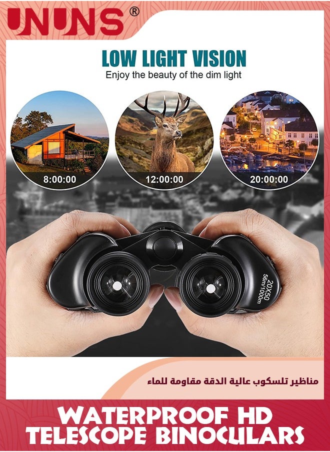 UNUNS - منظار عسكري 20x50 للبالغين والمراهقين، مناظير تكتيكية عالية القوة، مناظير احترافية عالية الدقة مقاومة للماء، مناظير تلسكوبية لمشاهدة الطيور والصيد ومراقبة النجوم وعلم الفلك والحفلات الرياضية - Image 1