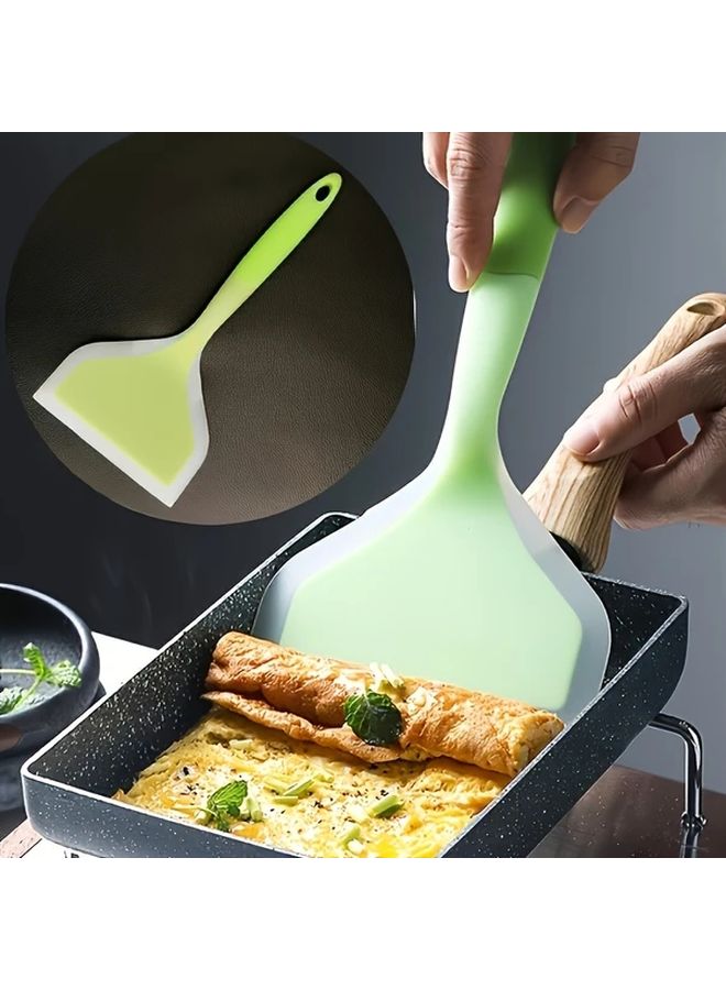 Blue Silicone Spatula Heat Resistant To 446F Non Stick Ergonomic Handle - Image 4
