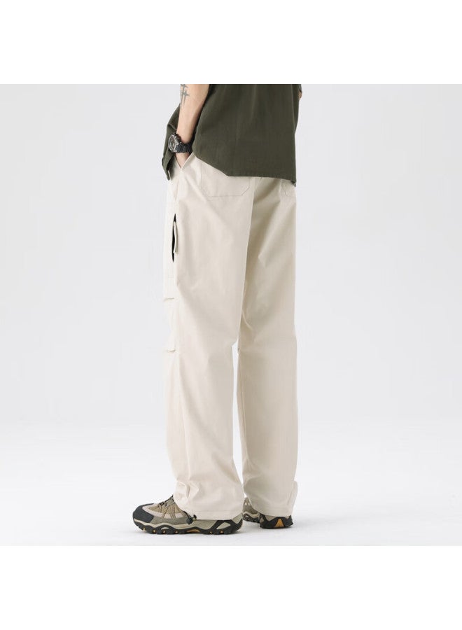 Swamp Area Men's Spring And Summer Thin Loose Straight-leg Two-wear Workwear Pants Ws017 Ivory White 3XL - Image 2