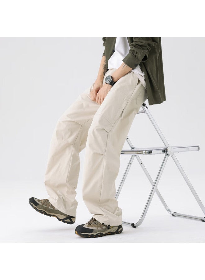 Swamp Area Men's Spring And Summer Thin Loose Straight-leg Two-wear Workwear Pants Ws017 Ivory White 3XL - Image 4
