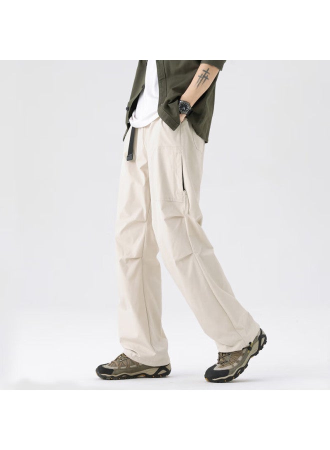 Swamp Area Men's Spring And Summer Thin Loose Straight-leg Two-wear Workwear Pants Ws017 Ivory White 3XL - Image 5