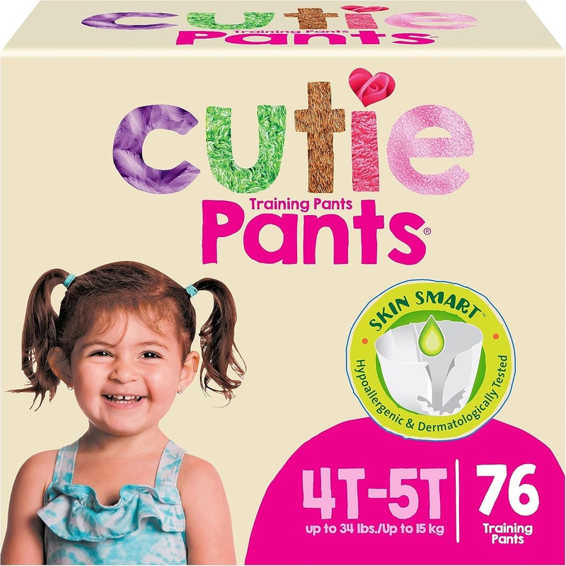 Cuties Cutie Girls 4T5T Refastenable Potty Training Pants Hypoallergenic with Skin Smart 76 Count - Image 1