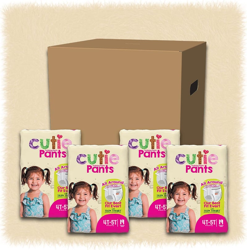 Cuties Cutie Girls 4T5T Refastenable Potty Training Pants Hypoallergenic with Skin Smart 76 Count - Image 3