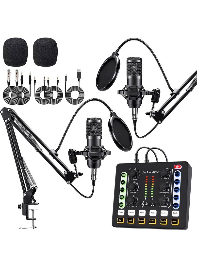 PENG GENERAL Professional USB Microphone Kit with Sound Card, Adjustable Boom Arm Stand - Image 1
