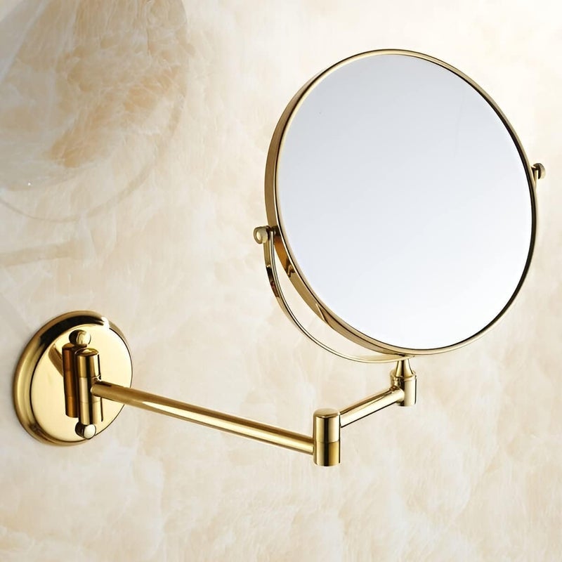 Makeup Mirror or Barber Mirror - Normal Face and Magnifying Face (Wall Mounted Bathroom Mirrors with Gold Metal Stand) - Image 3
