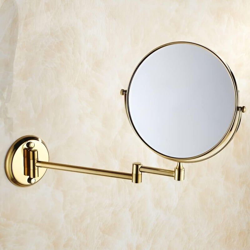 Makeup Mirror or Barber Mirror - Normal Face and Magnifying Face (Wall Mounted Bathroom Mirrors with Gold Metal Stand) - Image 5
