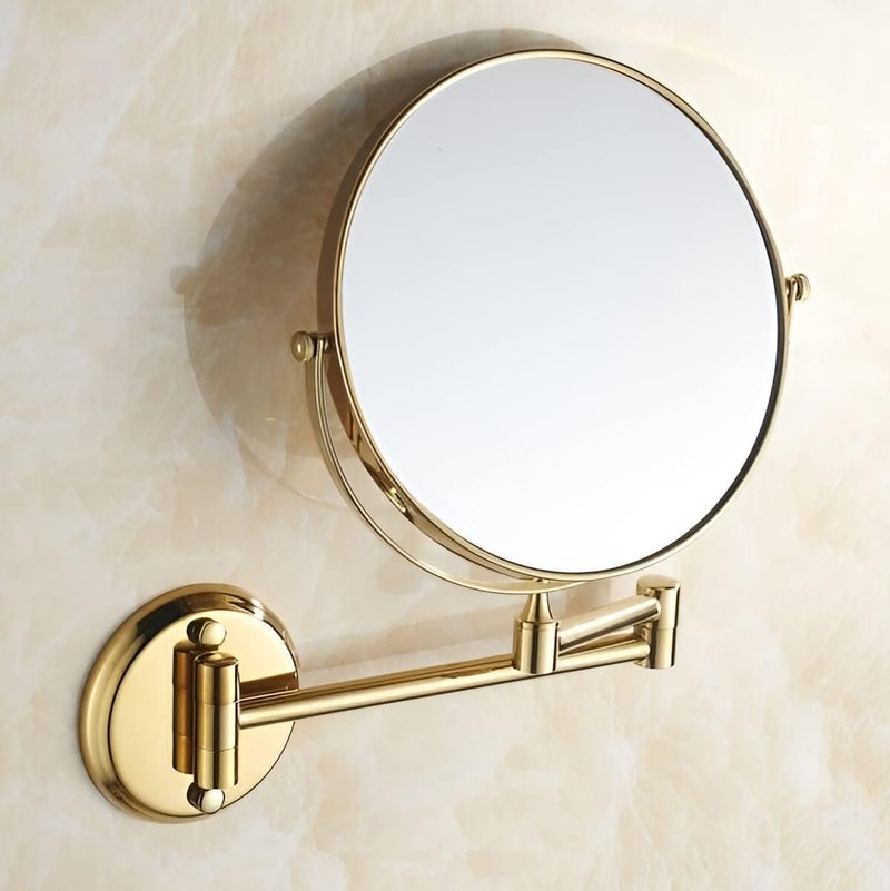 Makeup Mirror or Barber Mirror - Normal Face and Magnifying Face (Wall Mounted Bathroom Mirrors with Gold Metal Stand) - Image 2