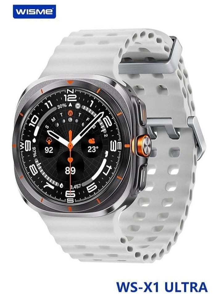 WISME ساعة ذكية فائقة مع 3 أحزمة قابلة للتبديل وكابل شحن - مصممة للنساء والرجال (فضي) - Image 2