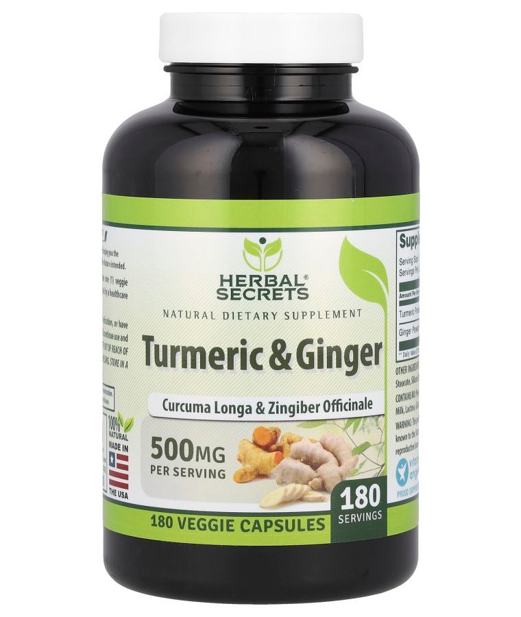 Turmeric & Ginger 500 mg 180 Veggie Capsules