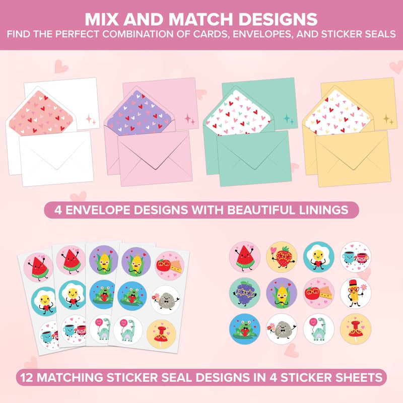 Decorably 24 Pack 6x4in Holographic Blank Valentines Day Cards with Envelopes and Stickers, 12 Funny Designs for Kids, Family, Friends & Loved Ones, Blank Inside - Hearts' Day, Gifting, Mailing - Image 5