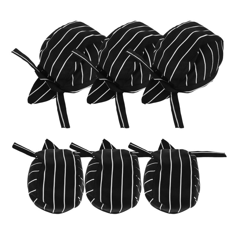 6pcs Japanese Chef Hat With Tails Unisex Pirate Wrap Quick-Dry Kitchen Cooking Cap For Restaurants And Food Service - Image 1
