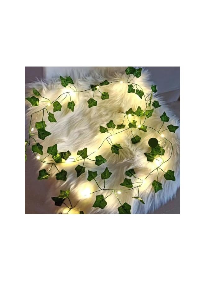The Bros Artificial Ivy String Lights,1 Pack Ivy Vine Garland Ivy Leaves Greenery Garlands Hanging with LED,for Home Wedding/Festival (10m)  - Image 2