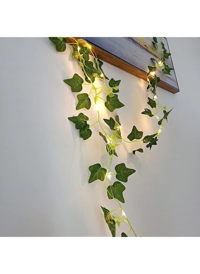 The Bros Artificial Ivy String Lights,1 Pack Ivy Vine Garland Ivy Leaves Greenery Garlands Hanging with LED,for Home Wedding/Festival (10m)  - Image 3