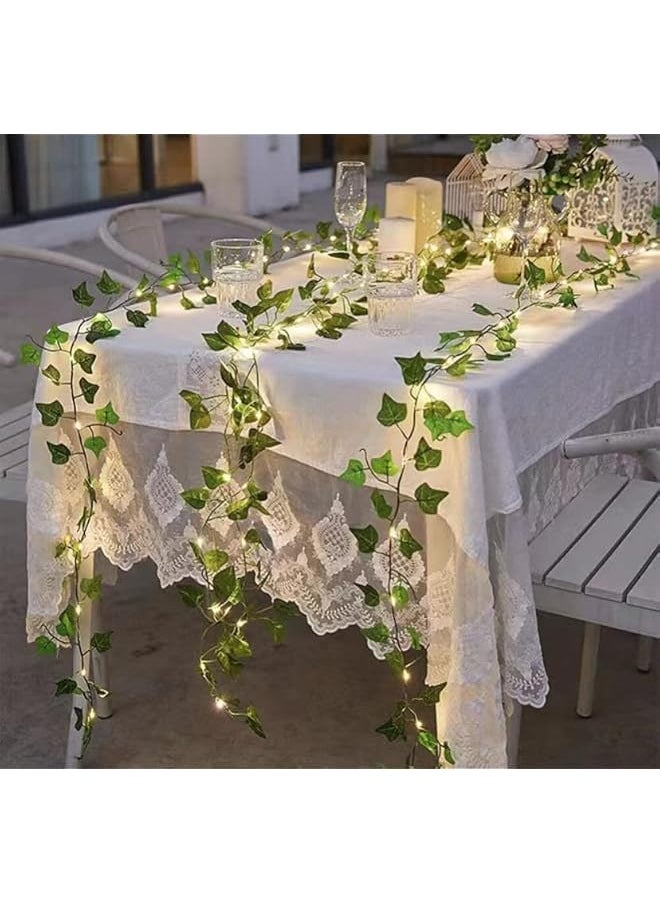 The Bros Artificial Ivy String Lights,1 Pack Ivy Vine Garland Ivy Leaves Greenery Garlands Hanging with LED,for Home Wedding/Festival (10m)  - Image 4