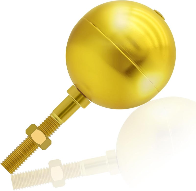 NQ Flag Pole Ball Topper Ornament - Flagpole Top Replacement, Aluminum Anodized Finish - 1/2"-13UNC Threading Fit Most USA Flag Pole,Truck & Solar Light (3", Yellow) - Image 1
