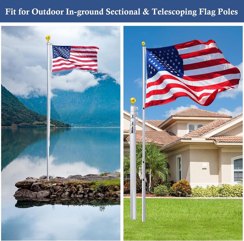 NQ Flag Pole Ball Topper Ornament - Flagpole Top Replacement, Aluminum Anodized Finish - 1/2"-13UNC Threading Fit Most USA Flag Pole,Truck & Solar Light (3", Yellow) - Image 4