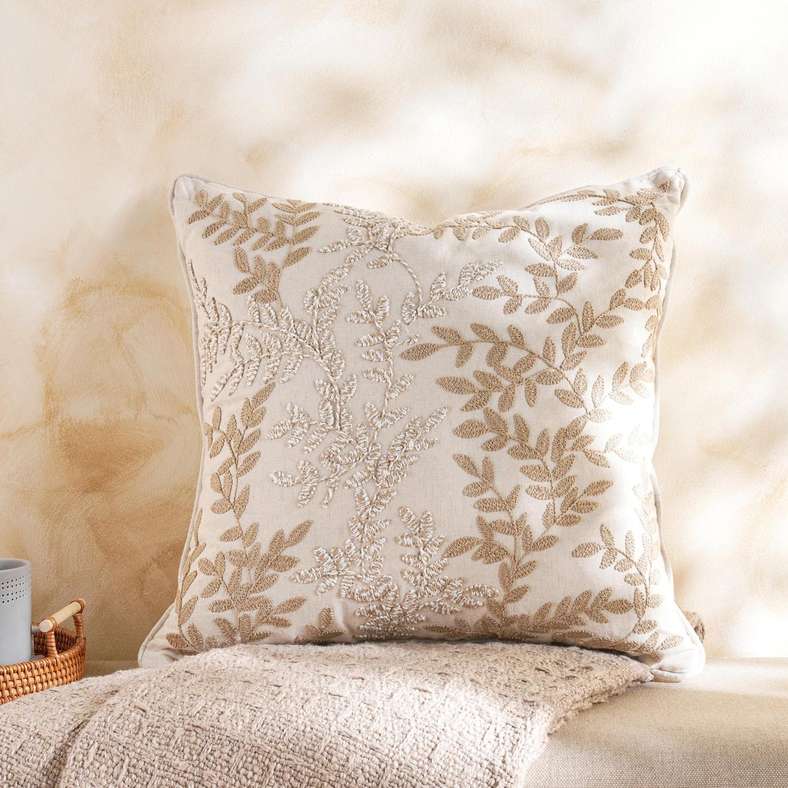 Pan Home Natural Embroidered Cushion 50x50cm