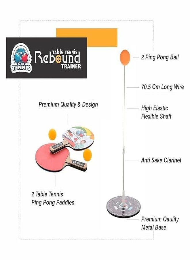 PRAYTEX Table Tennis Trainer Toys for Kids & Adults | Rebound Rackets and Balls Base Training Practice Set | Outdoor Indoor Games for Boys & Girls (Multi) - Image 3