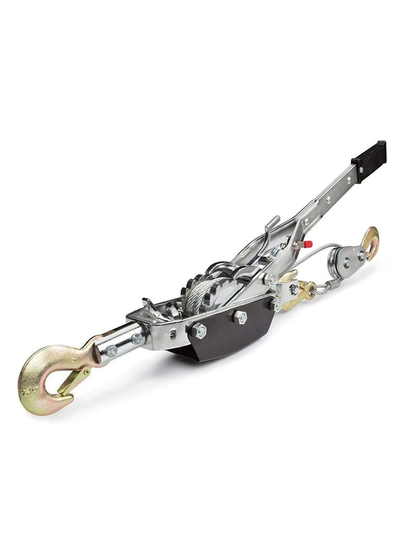1 Ton Heavy-Duty Manual Cable Puller | Dual Gear Hand Winch Hoist with 1.5M Steel Cable & Hooks | Portable Ratchet Puller for Boat, Trailer, Car, Caravan & Farm Use - Image 1