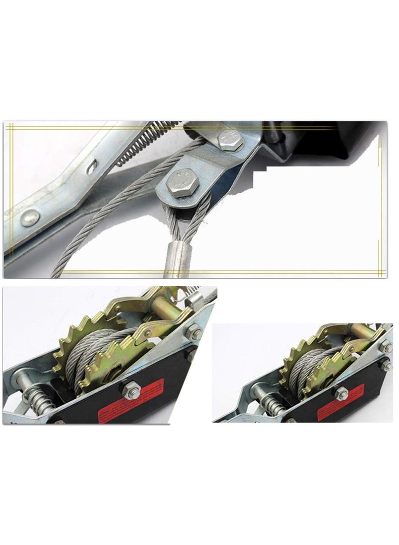 1 Ton Heavy-Duty Manual Cable Puller | Dual Gear Hand Winch Hoist with 1.5M Steel Cable & Hooks | Portable Ratchet Puller for Boat, Trailer, Car, Caravan & Farm Use - Image 3