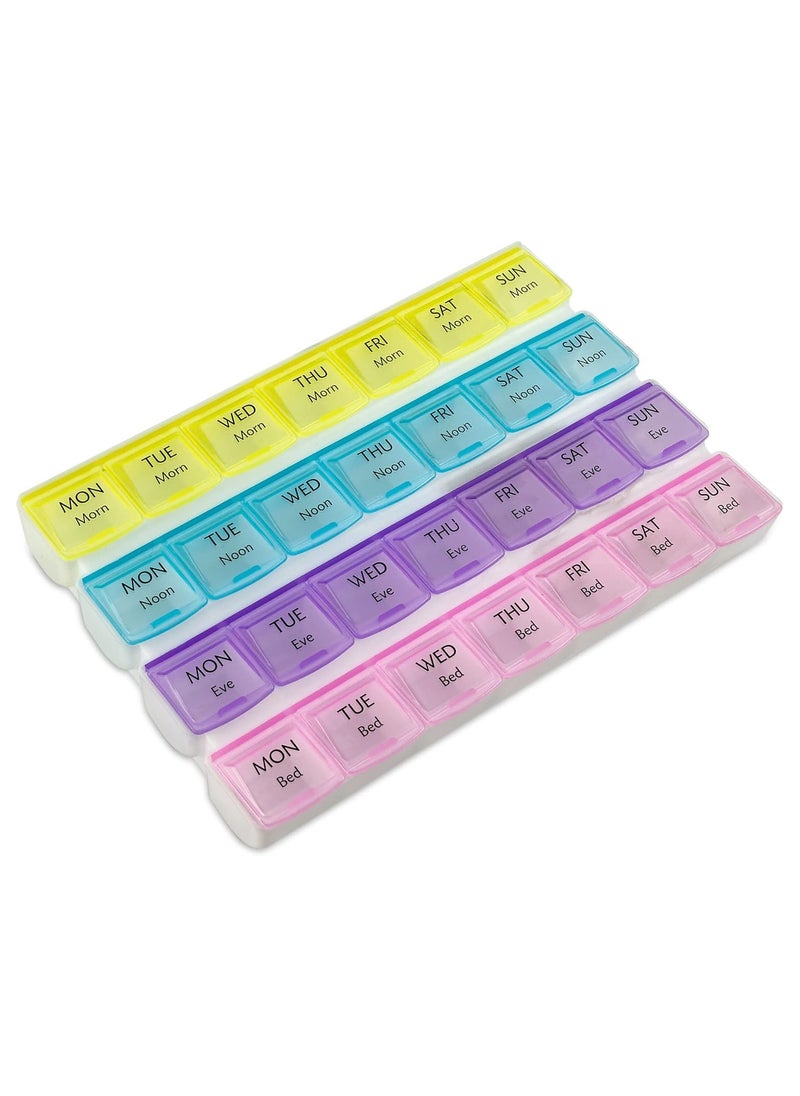 Plan A Weekly Pill Organizer, 28 Compartments Pill & Vitamin Organizer, Personal Medicine Organizer with 4 Easy to Read Daily Compartments, Ideal for Seniors to Organize Accurate Dosing (28 Grids, 1 Pack)  - Image 1