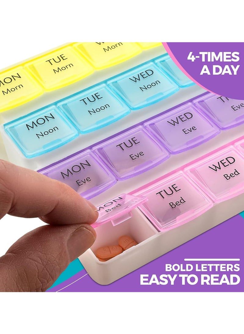 Plan A Weekly Pill Organizer, 28 Compartments Pill & Vitamin Organizer, Personal Medicine Organizer with 4 Easy to Read Daily Compartments, Ideal for Seniors to Organize Accurate Dosing (28 Grids, 1 Pack)  - Image 2