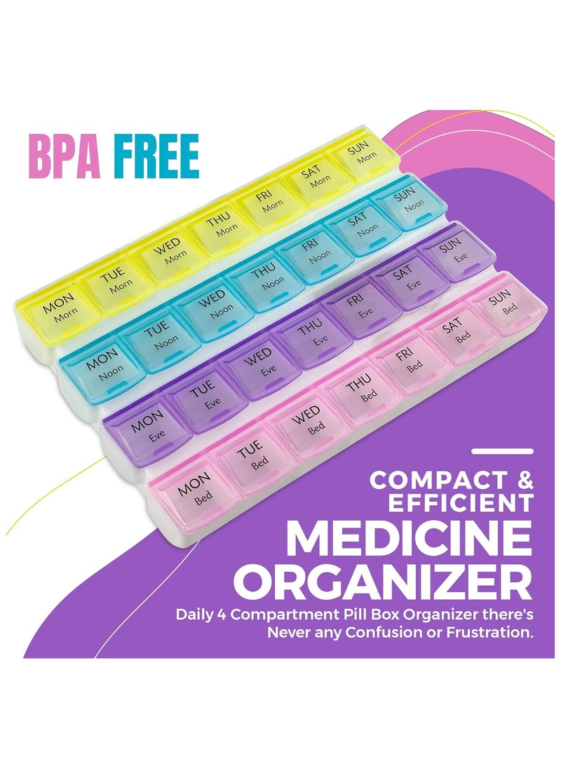Plan A Weekly Pill Organizer, 28 Compartments Pill & Vitamin Organizer, Personal Medicine Organizer with 4 Easy to Read Daily Compartments, Ideal for Seniors to Organize Accurate Dosing (28 Grids, 1 Pack)  - Image 3