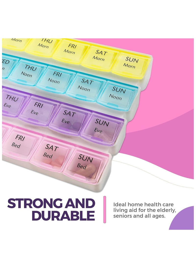 Plan A Weekly Pill Organizer, 28 Compartments Pill & Vitamin Organizer, Personal Medicine Organizer with 4 Easy to Read Daily Compartments, Ideal for Seniors to Organize Accurate Dosing (28 Grids, 1 Pack)  - Image 4