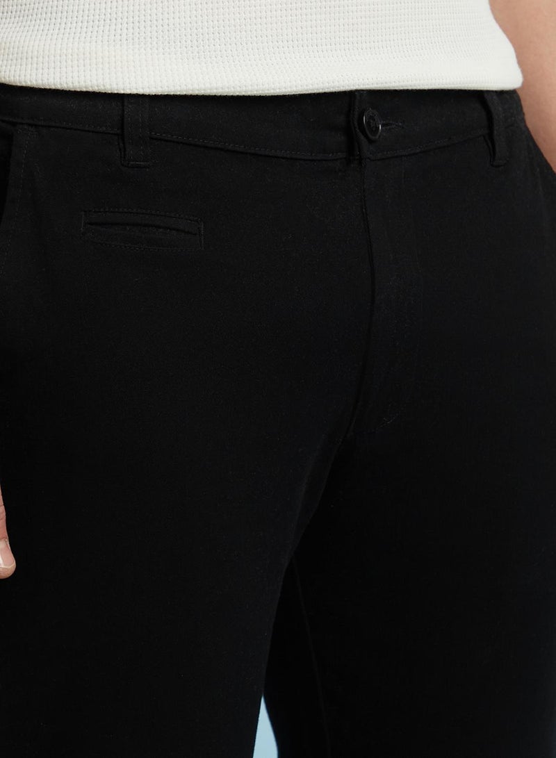 Dennis Lingo Men's Black 100% Cotton Solid Full Length Chinos Straight Fit Trouser  - Image 5