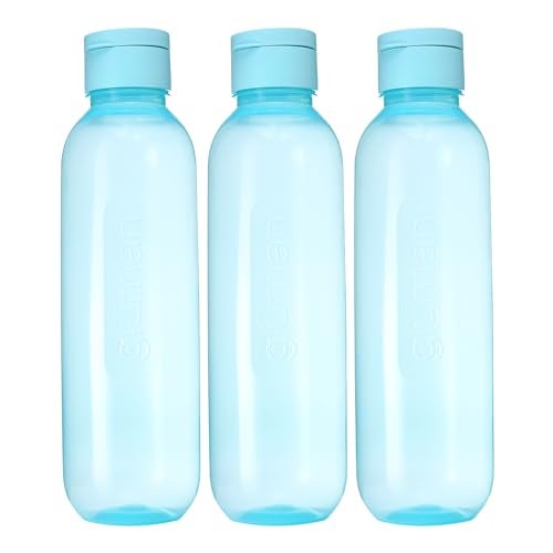 Gluman Plastic Spout-Lid Water Bottle Set of 3 | Anti Bacterial | 100% Food Grade | Dishwasher Safe | Freezer Safe | Recyclable (1100 ml Bottle) (Sky Blue) - Image 1