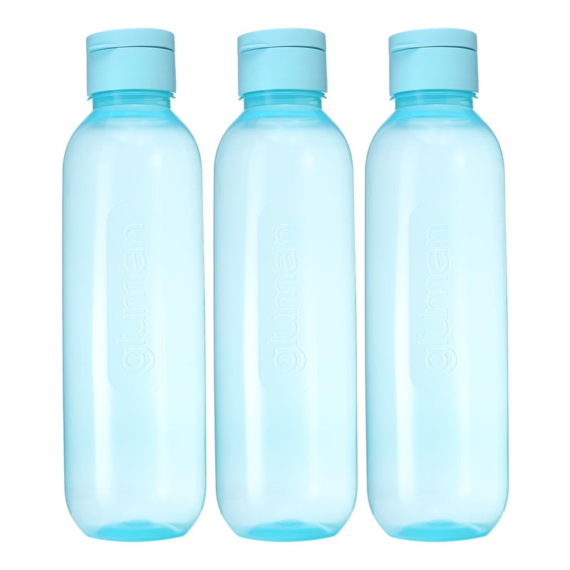 Gluman Plastic Spout-Lid Water Bottle Set of 3 | Anti Bacterial | 100% Food Grade | Dishwasher Safe | Freezer Safe | Recyclable (1100 ml Bottle) (Sky Blue) - Image 5