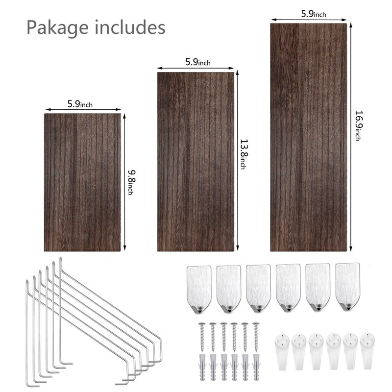 MITIME Floating Shelves Set of 3 Rustic Solid Wood Floating Shelf Wall Storage Shelves for Living Room, Bedroom, Bathroom, Kitchen Laundry, Office.no Drill Shelf.(Retro Color L+M+S) - Image 5