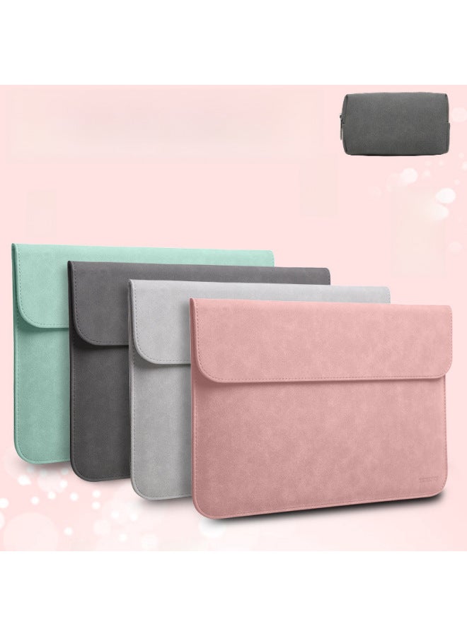 For Apple Lenovo Laptop 14 Inner Bag Air13 pro Female Mac12/15 Protective Case 15.6-Color:(Second Generation) Delicate Micro Velvet (horizontal)-gentleman Gray + Power Pack-Applicable Model:15.4 Inches - Image 2