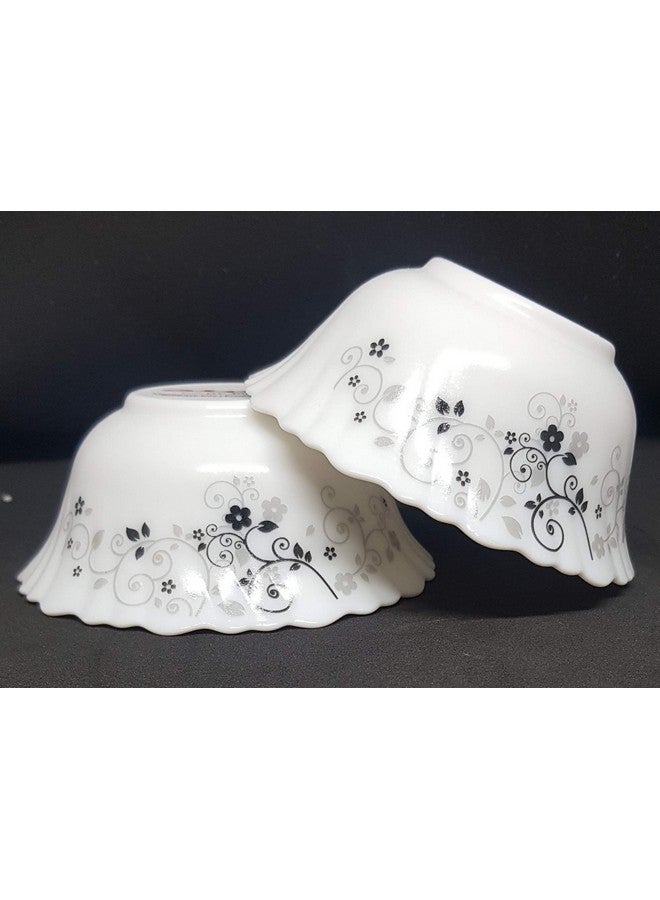 Diva From La Opala Laopala Diva Mystrio Black Desert Set (White),5 Pcs, Opal Glass,Floral Serving Bowl Veg Bowl - Image 4