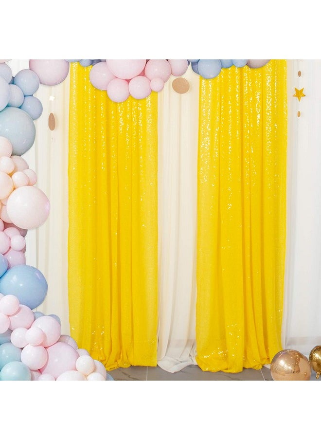 ShinyBeauty Sparkle Backdrop Curtain Yellow 2 Panels Set Sequin Photo Backdrop 2Ftx8Ft Sequin Backdrop Curtain Pack Of 21220S  - Image 2