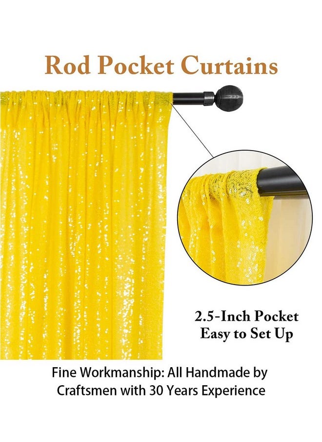 ShinyBeauty Sparkle Backdrop Curtain Yellow 2 Panels Set Sequin Photo Backdrop 2Ftx8Ft Sequin Backdrop Curtain Pack Of 21220S  - Image 5